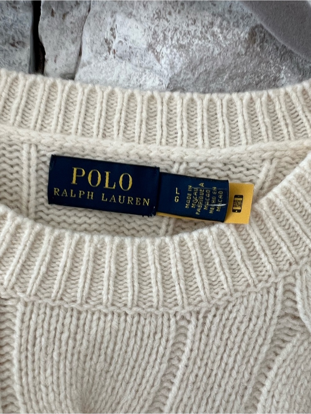 Polo Ralph Lauren Wool Cashmere Ivory Cable Knit Crewneck Sweater - Picture 3 of 10